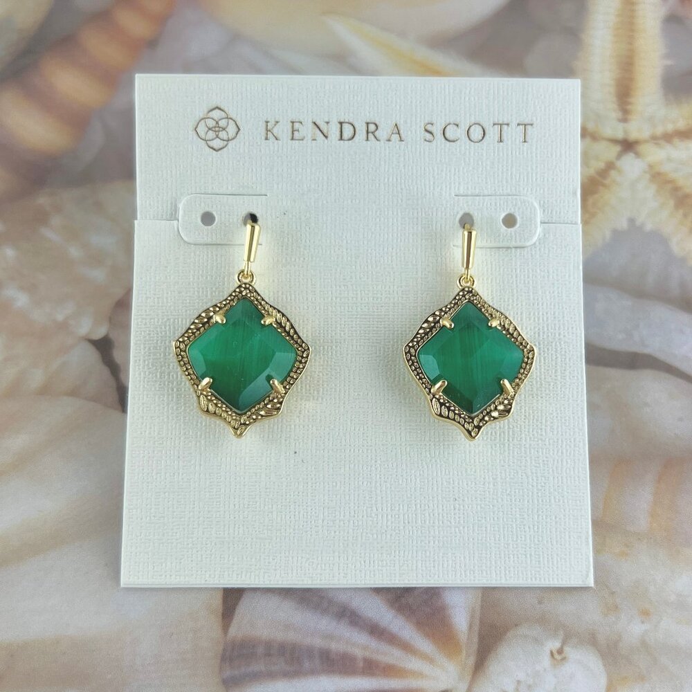 Kendra Scott Kyrie Emerald cat’s eye gold earrings